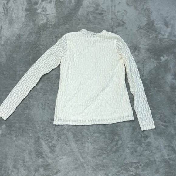 Peace Love World White Long Sleeve Lace Top XS Nylon Blend a1646 - Picture 7 of 8